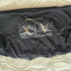 Armani Exchange Black Tee with Gold Accents